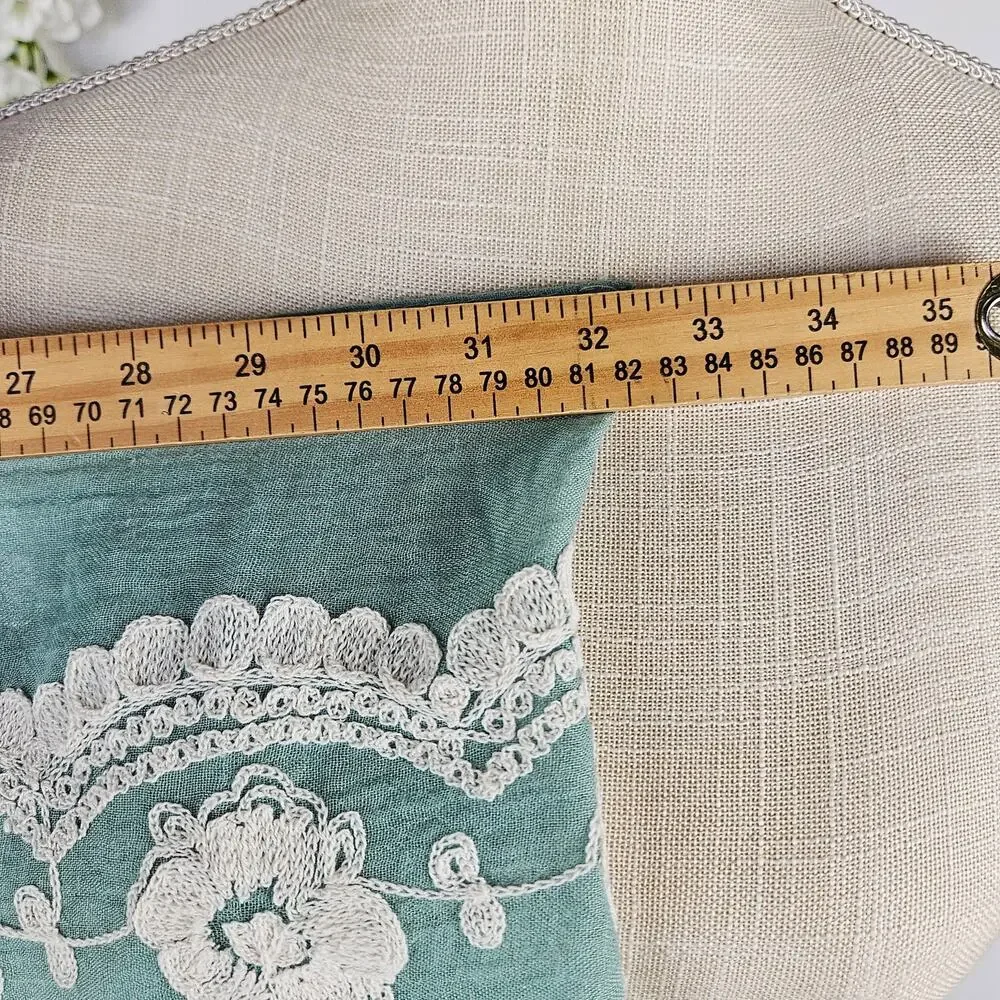 Do Everything With Love Mint Green Floral Embroidered Infinity Scarf Boho Lace
